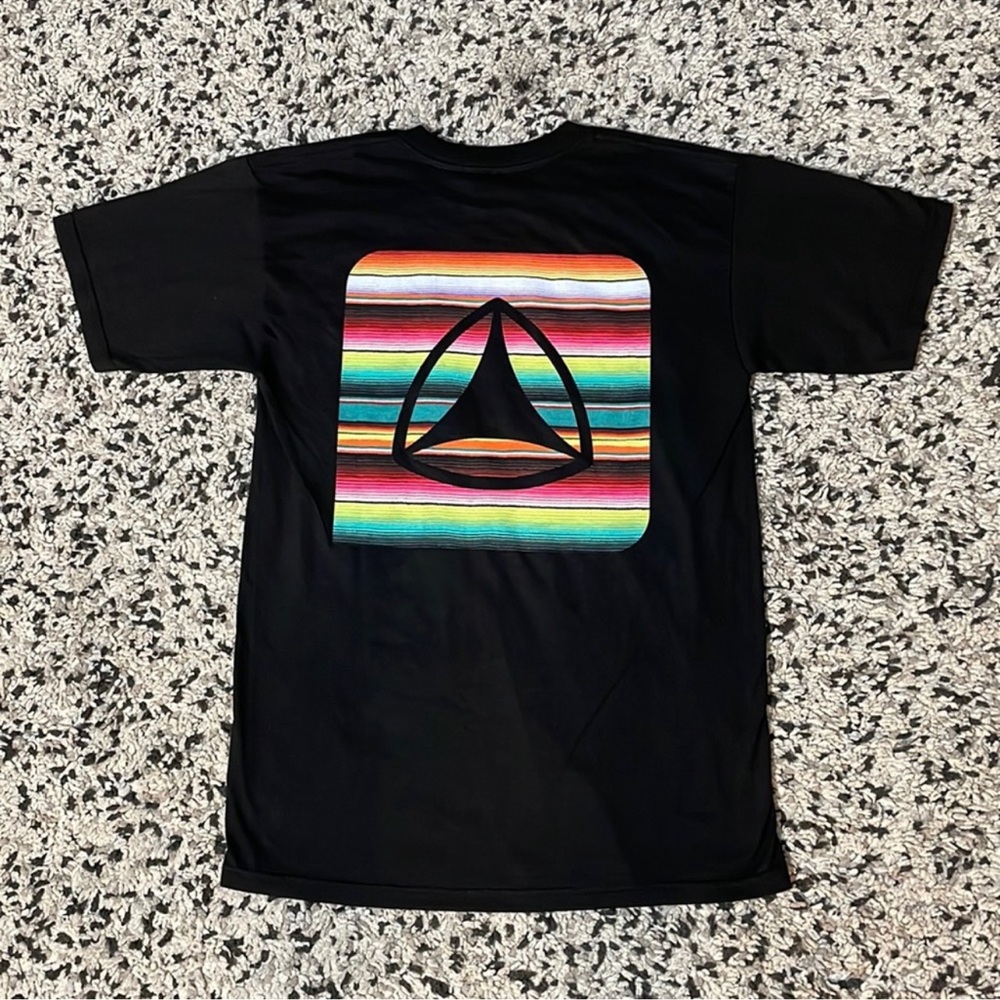 Active Ride Shop Black Tee Shirt Multicolor Stripe Logo Graphic Men’s Size Small